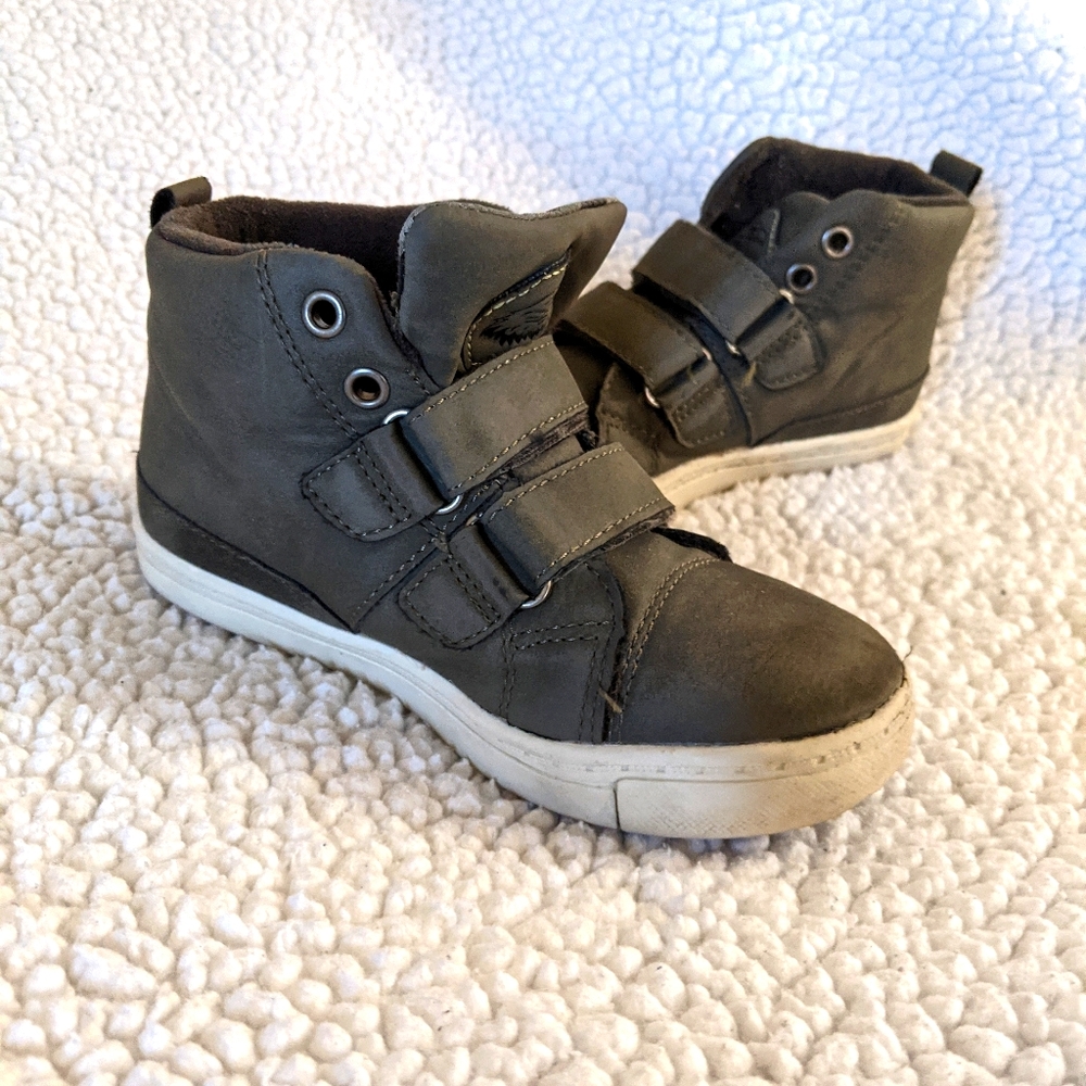 Toddlers Army Green Hi Top Velcro Sneakers